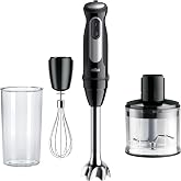 Braun MultiQuick 5 Pro - Mixeur Plongeant avec mini hachoir et Fouet pour Soupes, Smoothies et Purées Bébé, 25 Vitesses, Verr
