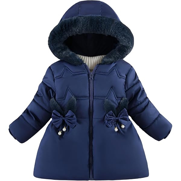 Manteau Hiver Fille Amropi - Capuche Fourrure, Imprimé Fleurs, Tailles 2-10 Ans