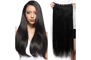SEGO Extension Clip Capelli Fascia Unica 65cm Hair Extensions Sintetiche 3/4 Full Head 120g - Nero Naturale