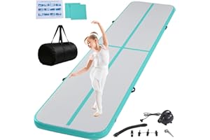 TRIOBLADE Inflatable Gymnastics Mat Tumble Track Gym Floor Mat 2M-6M Air Tumbling Training Track Thick 10cm with Electric Pump for Gymnastics Home Kids Tumble Training Yoga Water Pilates