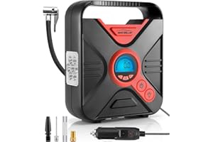 WindGallop Car Tyre Inflator Air Compressor Tyre Pump 12V Electric Car Air Pump for Car Tyres Bike Tyres with Digital Tyre Pressure Gauge and Inflator Valve Adaptors LED Light