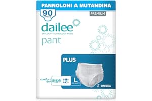 Dailee Pants Plus L - 90x Pannoloni per Anziani a Mutandina - 6 Confezioni da 15 Pannoloni per Adulti Mutanda - Pants Incontinenza Donna e Uomo - Formato Scorta