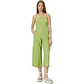 Linen Jumpsuit Capri Length Pocket with Thin Strap on the Back