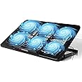 TDOO Laptop Cooler Cooling Pad - Slim Portable USB Powered Adjustable Height with 6 Quiet Fans (A)