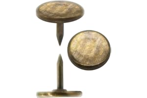 FUXXER® - 100 x Antique Flat Head Nails, Tack Pins, Decorative Nails, Decorative Head Nails, Upholstery Nails, Furniture Nails, Vintage Brass Bronze Antique Look, 9 x 9 mm, Set of 100