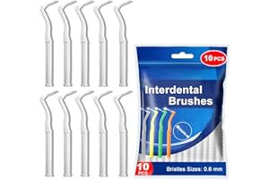 DSYSC 10 PCS Interdental Brushes with Anti-Bacterial Coating, Dental Brushes for Between Teeth and Gums, 0.6mm Interdental Brush with Non-Slip Handle Angled Neck (0.6 mm)