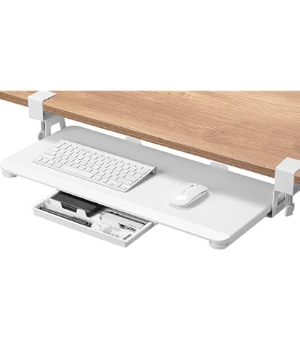 Plateau Extensible Pour Clavier Et Souris - Pliable à 90° - 55x25, 65x25 Ou 75x25 Cm - Support Acier - Installation Sans Perçage - 8
