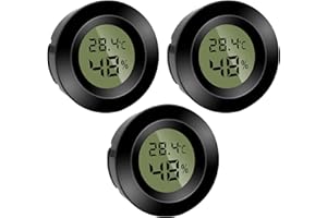 WOWFAST Mini termómetro digital para interiores, higrómetro digital LCD, monitor de temperatura y humedad para el hogar, guardería, incubadora de guitarra, reptiles, invernadero de coche, negro, 3 uds.