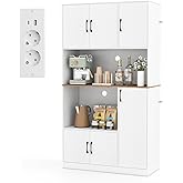 COSTWAY Dressoir keukenkast met deuren en laden, keukencommode hout