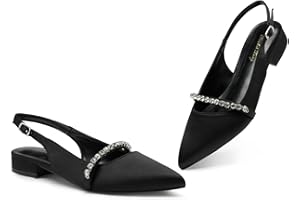 Zhabtuc Damskie płaskie buty typu slingback ze szpiczastym noskiem dla kobiet eleganckie buty, 36-42 EU