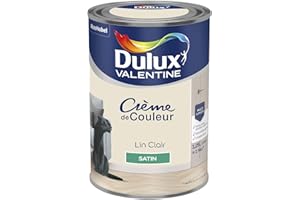 Dulux Valentine Crème de Couleur - Peinture multi-supports intérieure - Satin Lin Clair 1,25 L