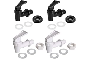 Xgvzs 4 PCS Water Butt Tap Universal Water Dispenser Tap Replacement Black and White Replacement Cooler Faucet for Hot Cold Water Rain Bucket