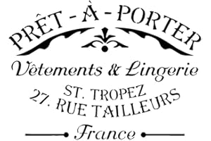 CFSUPPLIES A5/A4/A3 Shabby Chic French Vintage Mylar Stencil 'PRET A Porter' 125/190 Micron Reusable (224) (A5 (190 Micron))