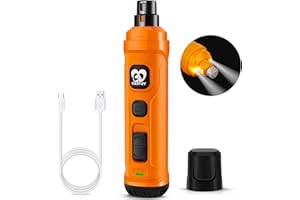 Casfuy Lima de Uñas Eléctrica para Perros con 2 Luces LED - Potente Cortador de uñas eléctrico para Mascotas de 2 velocidades Cuidado y alisado de Patas para Perros y Gatos de Todos los tamaños