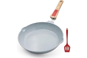 AIKENBBKK Poêle à Frire Antiadhésive en Céramique 28 cm, Poêle en Céramique Saine avec Poignée Amovible, PFAS PFOA & PTFE Libre-Bleu