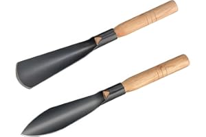 WY8 Garden Trowel 2 Pcs - Heavy-Duty Small Hand Shovels, Durable Manganese Steel Garden Tools with Wooden Handle for Digging, Planting, Weeding, Transplanting & Soil Loosening – Black