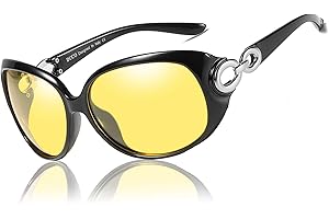 DUCO Damskie okulary nocne HD dla kierowców samochodowych, eleganckie, owalne okulary do jazdy nocnej