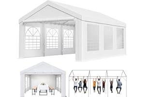 Homall Partyzelt 4x6,Metall Gestell Gartenzelt,Pavillon Wasserdicht 560g/m² PE-Plane,Zelt Stabil-18 Bodenhaken 4 Windfesten Seilen,UV-Schutz 50+Große Luxus Hochzeitszelt Gartenpavillon24m²,Weiß
