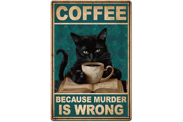 SUPERDANT Kattbok kaffe metall plåtskylt rolig katt tennskylt retro metallaffisch vintage rolig konstskylt för hem kontor res