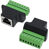LEIBOCHAO 2 RJ45 Female to 8 Pin Terminal Block Connector RJ45 Female to 8 Pin Terminal Block Adapters
