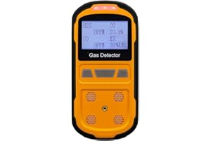 Scondaor Gas Leak Detector for H2S CO O2 and LEL, Portable Multi Gas Detector with Audible, Visual and Vibration Alarms, Handheld 4-in-1 Gas Monitor Meter Digital LCD Display (Orange)