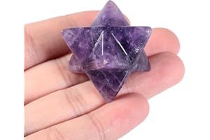 Lovionus89 Amatista natural en forma de estrella de seis puntas, merkaba, protección sagrada, meditación, generador de energía, sanación, chacras, 2,5 cm
