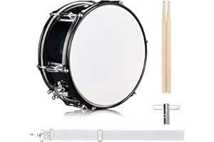 LALAHO 12 x 5.5 inches Snare Drum, Marching Snare Drum Kit for Students, Beginners & Band, Comes with a Pair of Drumsticks, Key and Adjustable Strap (Black)