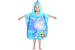BIQIQI Toalla Niño Piscina Poncho de Playa con Capucha Bañera Toalla Bañera Ducha Nadar Piscina Dibujos Animados Manta de Baño para Niñas Niños Infantiles Toallas de Baño 2-8 años
