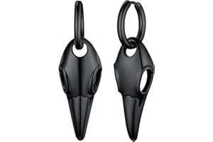 FaithHeart Pendientes Vikingos Hombres Acero Inoxidable 316L Aros con Colgante Vikingo Punta Flecha Lanza Calavera Joyería Hippie