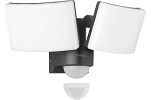 Oktaplex Lighting Cali Dos Motion - Faretto LED per esterni con rilevatore di movimento, 40 W, 2 teste, IP65, 3000 K, luce bianca calda, con funzione master, colore antracite