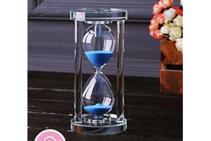 MINGZE Temporizador de Reloj de Arena de Cristal Transparente Reloj de Arena Artesanía decoración de Vidrio, 15 Minutos / 30 Minutos / 60 Minutos (Azul, 60 Minutos)