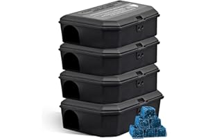 READY STEADY DEFEND Pre Baited Mouse Boxes (Pack of 4) Effective Indoor Mouse Trap Boxes - Mice Poisoning Solutions, Convenient Control, Ideal Rodent Traps for Indoors, Preloaded Mouse Killer Complete with Key