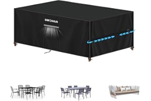 SIMPHAUS Funda Mueble de Jardin,Cubre Mesa Exterior,Anti UV,Tela Oxford 420D Funda Jardin Exterior con Salidas de Aire,Funda Impermeable para Mesas y Sillas de Exterior,Funda Exterior Sofa 200x80x75cm