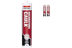 Pack of 2, Soudal Decorator Caulk Gap & Crack Filler Acrylic Silcone Adhesive Sealant