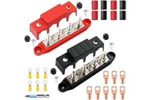 FOUVIN 2 barras colectoras de 12 V-48 V CC, bloque de distribución con 4 pernos de terminales M8, caja BusBar de 250 A para coche, RV, barco, yate