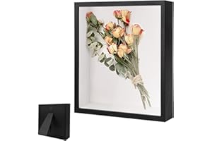 VIQIHEOE Cornice portafoto 3D, Frame D'arte da Riempire 21 x 30 cm, con Lastra Acrilica Trasparente, Cornice per Oggetti Fai da Te Profonda di 3cm, per Foto Bouquet di Nozze e Decorazioni, Nero