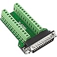 Futheda D-sub DB25-G2 Male Port Breakout Board Connector 25-pin 2-row Male Port Solderless PCB Board Terminal Block Adapter with Thumb Screws