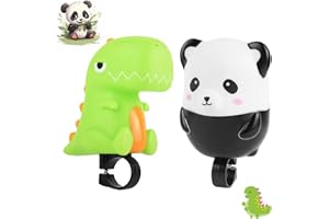 NAMIC 2 Pezzi Clacson da Bicicletta per Bambini, Dinosauro Verde, Panda, Forte, Stringi L'altoparlante, Altoparlante Universale Simpatico Cartone Animato, Accessori Bici Equilibrio