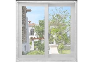 VOLLENC Moustiquaire pour fenêtre,110x125cm(43.3x49.2in) Empêche l'entrée des insectes pour les enfants et les animaux domestiques, Blanc-A