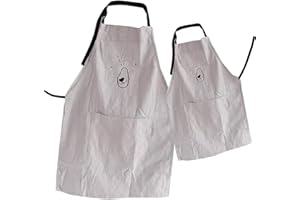 HILLHOME 2 Pack Cotton Blend Parent and Child Apron, Creative Artist Apron with Pockets Great Helper in Daily Life, Matching for Adult and Kid Cooking,Baking,Painting, Gardening Mommy and Me Matching Set