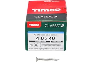 TIMCO Classic Multi-Purpose Screws - 4.0 x 40 - A2 Stainless Steel - Box of 200