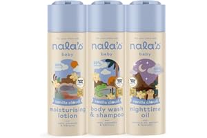 Nala's Baby Vanilla Cloud Mixed Bundle | Body Wash & Shampoo, Body Lotion, Nighttime Oil | Allergen-Free Sweet Vanilla Fragrance | Dermatologically-Tested | Award-Winning | Nalas Baby (3x200ml)