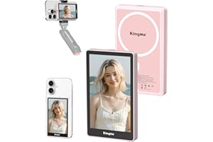 King Ma 4K 30FPS Magnetic Phone Vlog Selfie Monitor Screen, Sync Back Camera iPhone Monitor Screen do Vlog Live Stream & TikTok (różowy)
