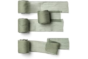 CHUQING Lot de 4 rouleaux de ruban en mousseline de soie vert pastel, 4,5 m x 38 mm, vert sauge, ruban décoratif pour cadeaux de baptême et d'anniversaire
