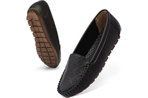 Wuyaraymia Mocasines para Mujer Cuero Deslizamiento El Diseño De Enca Zapatos con Suela De Caucho