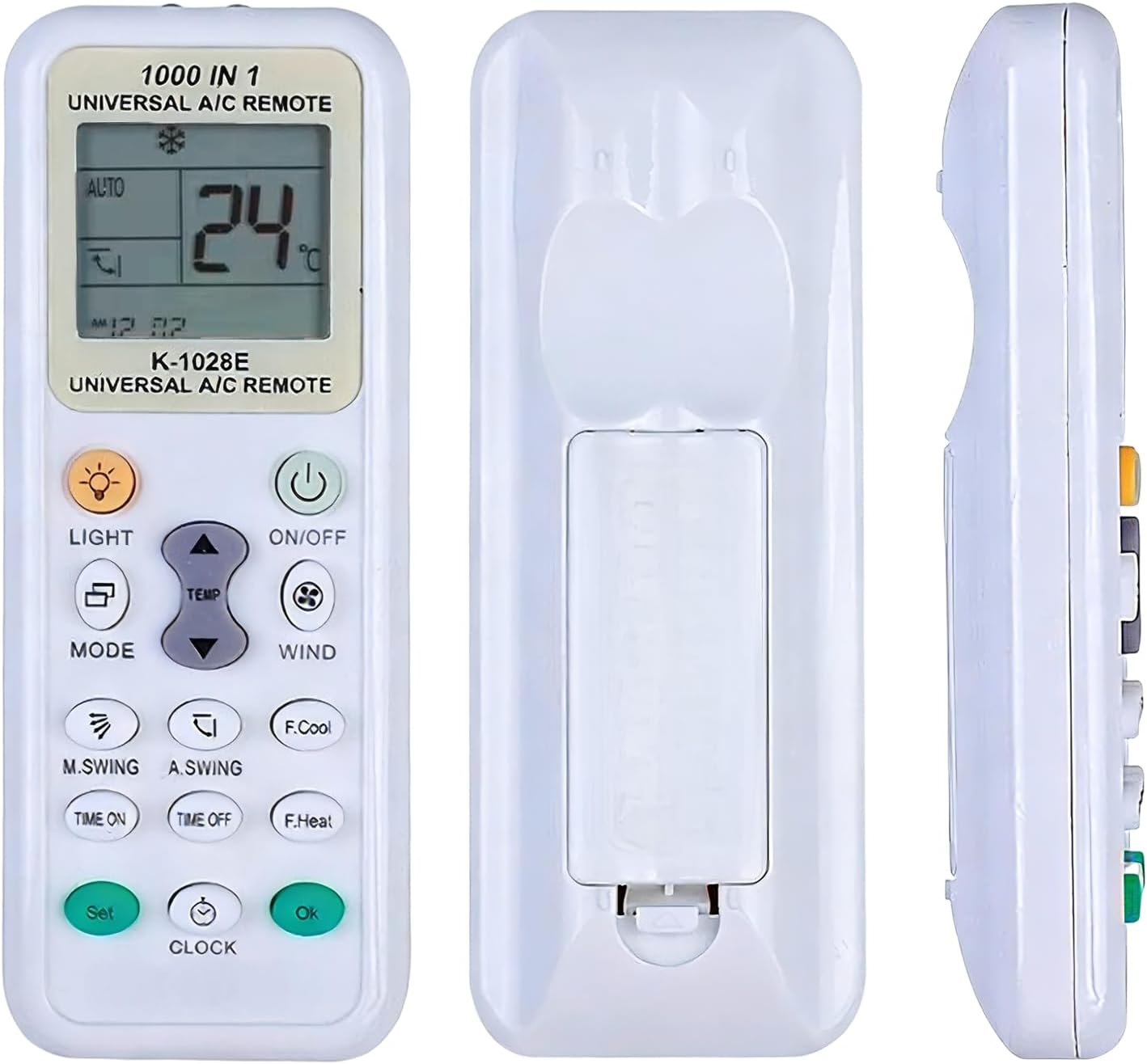 Mando Aire Acondicionado Universal K-1028E, Control Remoto LCD Digital 1000 en 1, Compatible con LG, Samsung, Daikin, Gree, Midea, Toshiba, Haier y Más de 1000 Marcas