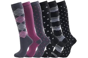 GEYIWSSXY 6 Pairs Compression Socks for Men and Women Compression Stocking Best Support for Athletic Travel
