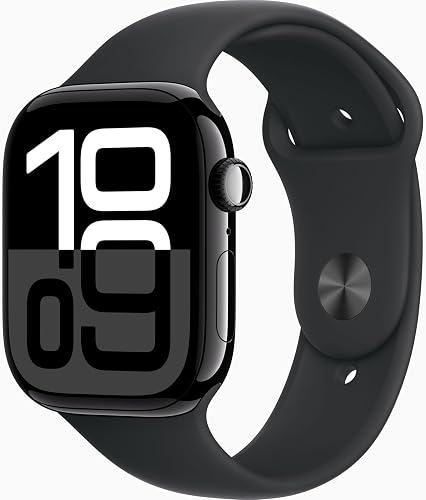 Apple Watch Series 10 [GPS, 46 mm] - Aluminium Case Diamond Black with Sports Strap Black, M/L (Refurbished)