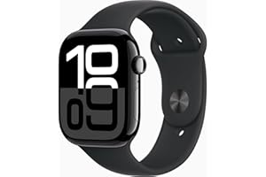 Apple Watch Series 10 [GPS, 46mm] - Aluminiumgehäuse Diamantschwarz mit Sportarmband Schwarz, M/L (Generalüberholt)