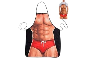 Jowfay Grembiule creativo da cucina, Grembiule da Cucina da Uomo Immagine Sexy Uomo muscoloso regalo divertente Perfetto per Amanti del Cibo e Humor ragazzi fidanzato BBQ Gathering Cucina